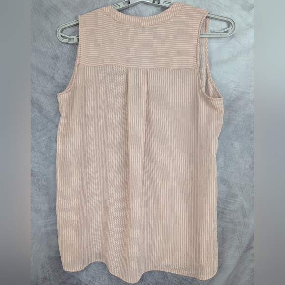 Faith And Joy 1X Sleeveless Pit Striped Blouse Blush Pink - Picture 2 of 9